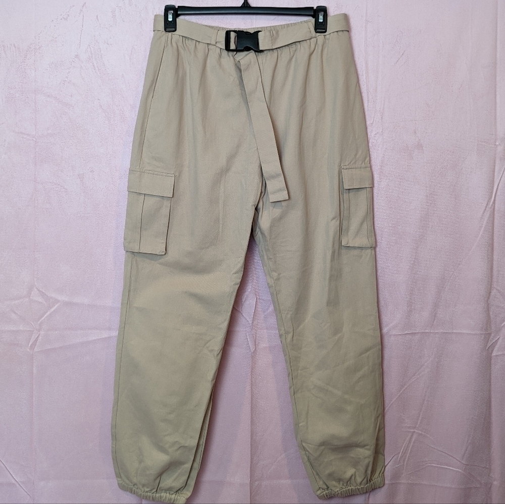 PrettyLittleThing Utility Buckle Belt Joggers size 12